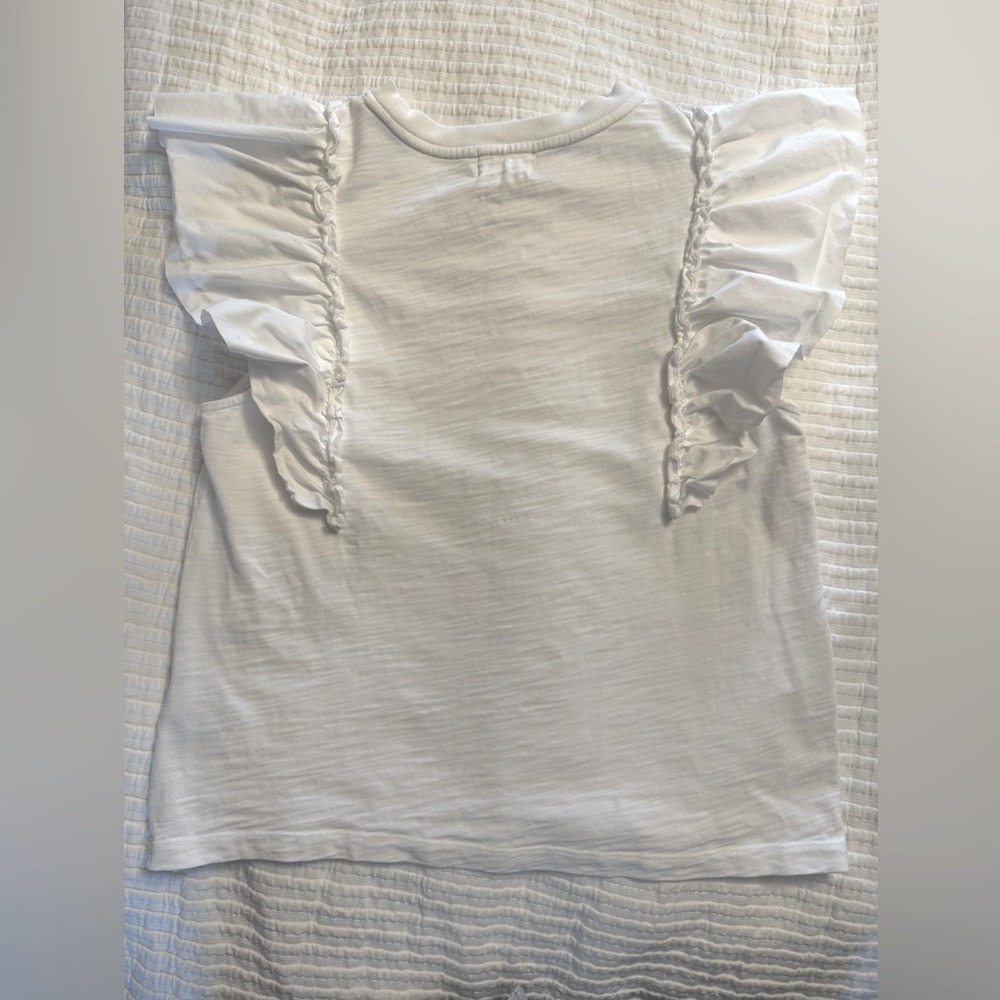 Nation LTD‎ Para Boxy Tee 100% Cotton White Ruffle Sleeveless- Small - Picture 2 of 12